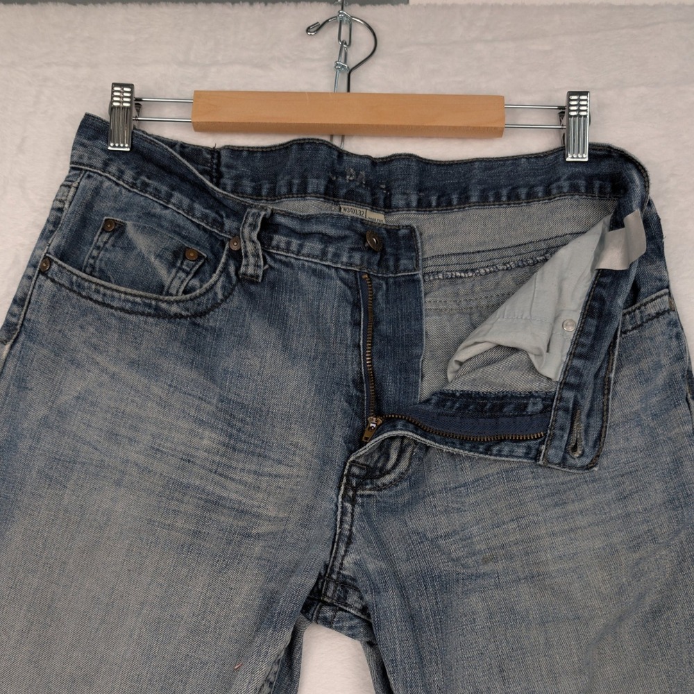 VTG Flypaper Jeans Men 34x32 Blue Low Rise Boot Cut Flap Pocket Whiskered Y2K